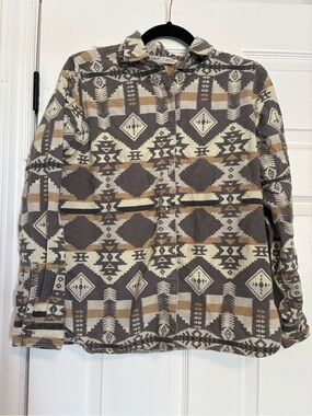 Woolrich Women's Aztec Button-Down Shirt Jacket - Gray & Tan
